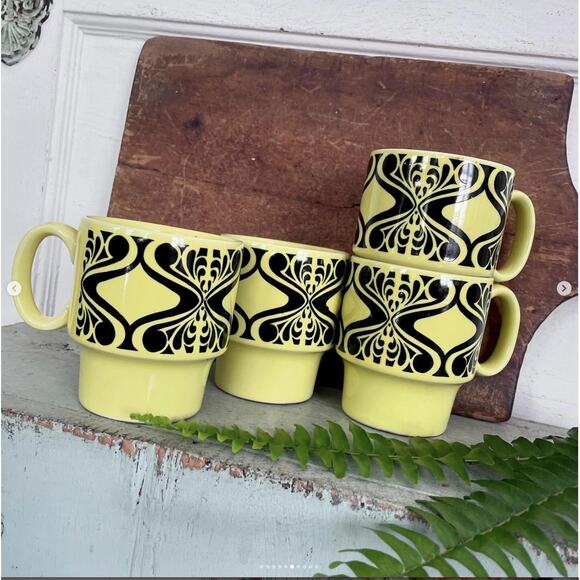 Vintage Royal Alma Staffordshire England Ironstone Stackable Mug MCM SET 4 - Picture 6 of 10